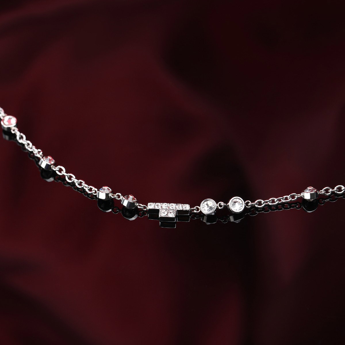 Trussardi ladies bracelet T-LOGO steel silver crystal size 16+3CM