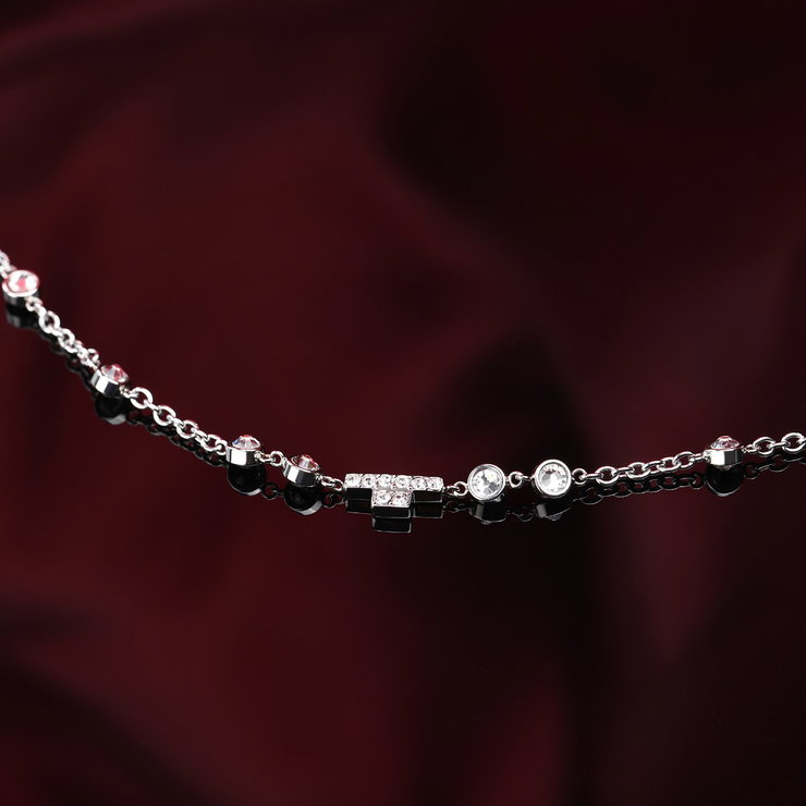 Trussardi ladies bracelet T-LOGO steel silver crystal size 16+3CM