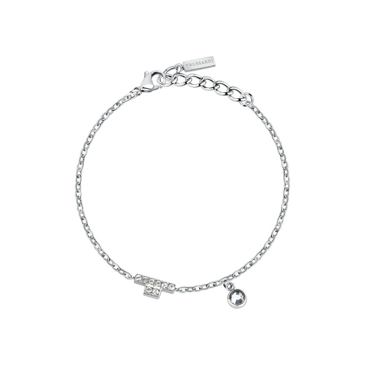 Trussardi women bracelet T-LOGO steel silver crystal size 16+3CM