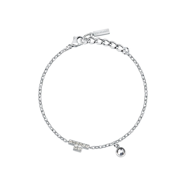 Trussardi women bracelet T-LOGO steel silver crystal size 16+3CM
