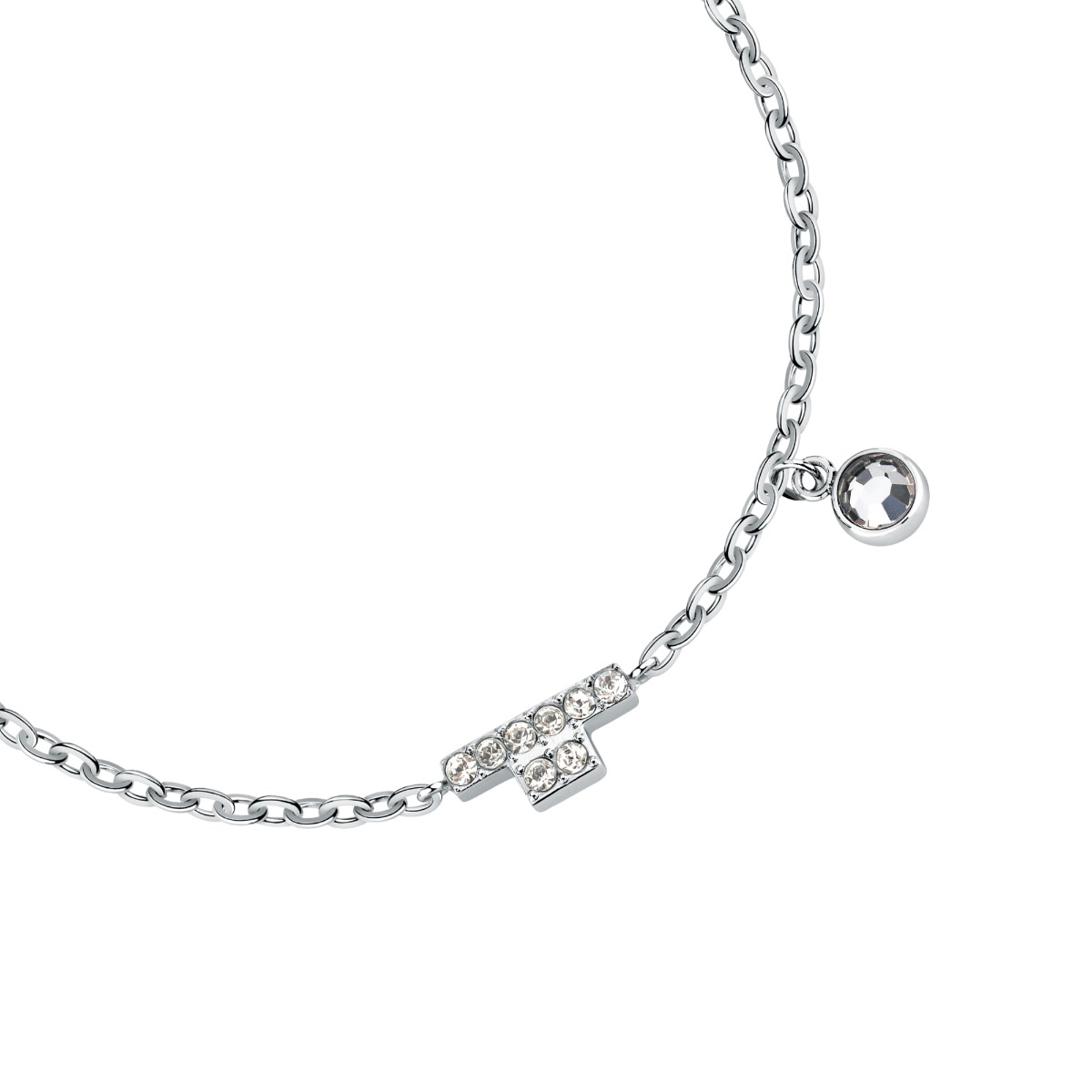 Trussardi women bracelet T-LOGO steel silver crystal size 16+3CM