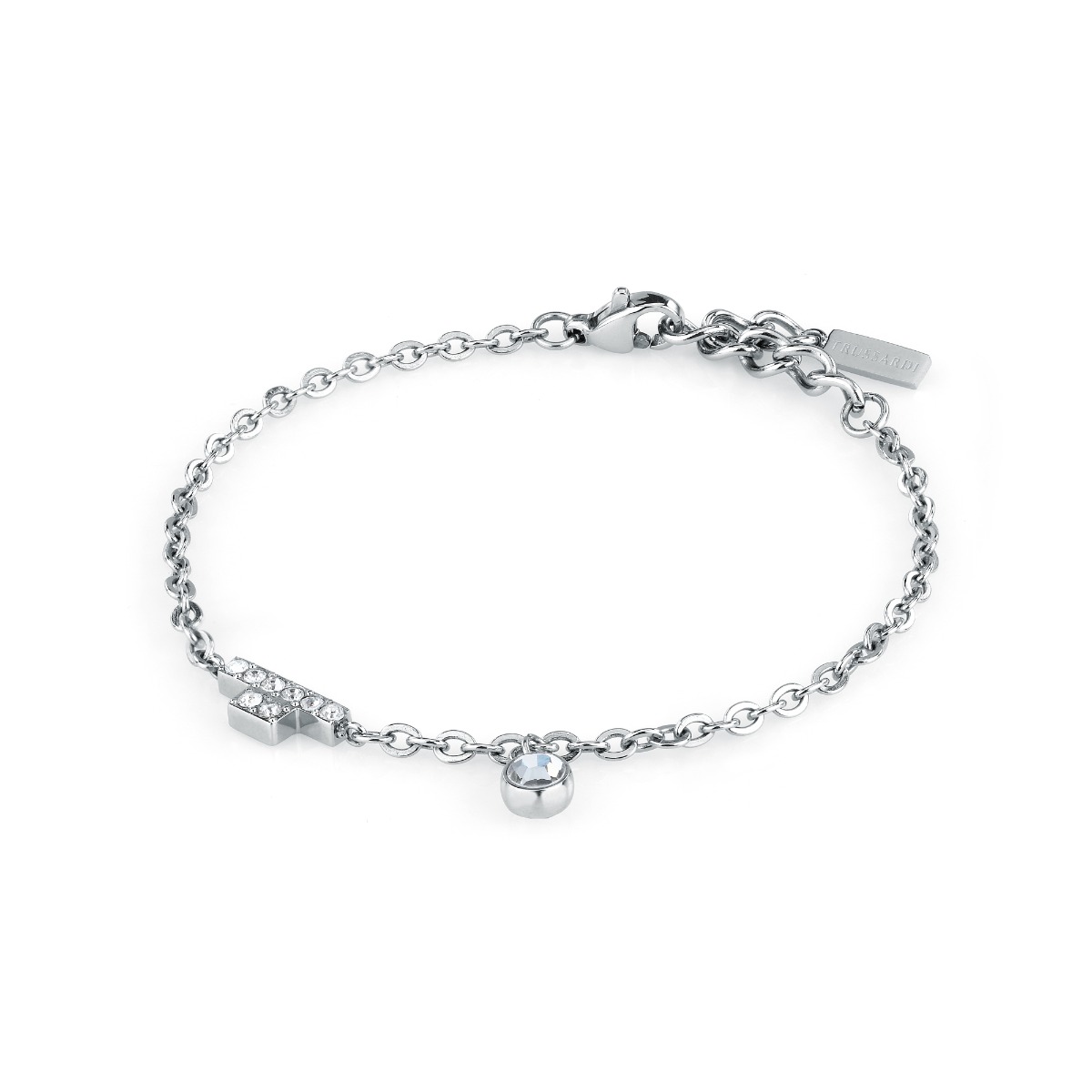Trussardi women bracelet T-LOGO steel silver crystal size 16+3CM