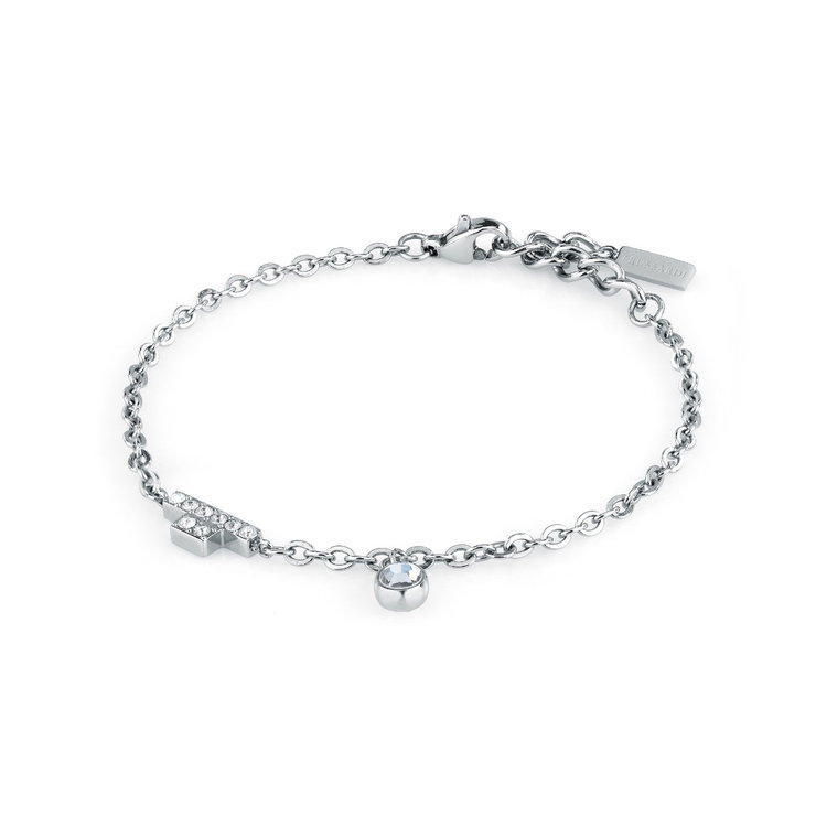 Trussardi women bracelet T-LOGO steel silver crystal size 16+3CM