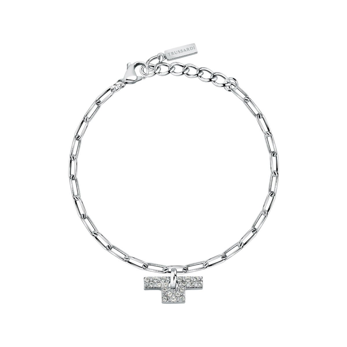 Trussardi T-LOGO bracelet stainless steel silver size 16+3CM
