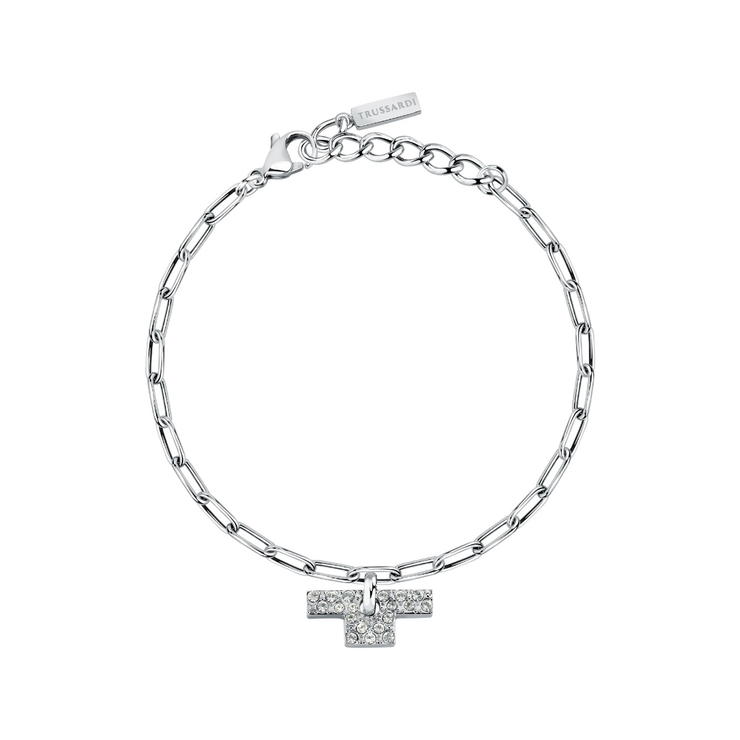 Trussardi T-LOGO bracelet stainless steel silver size 16+3CM