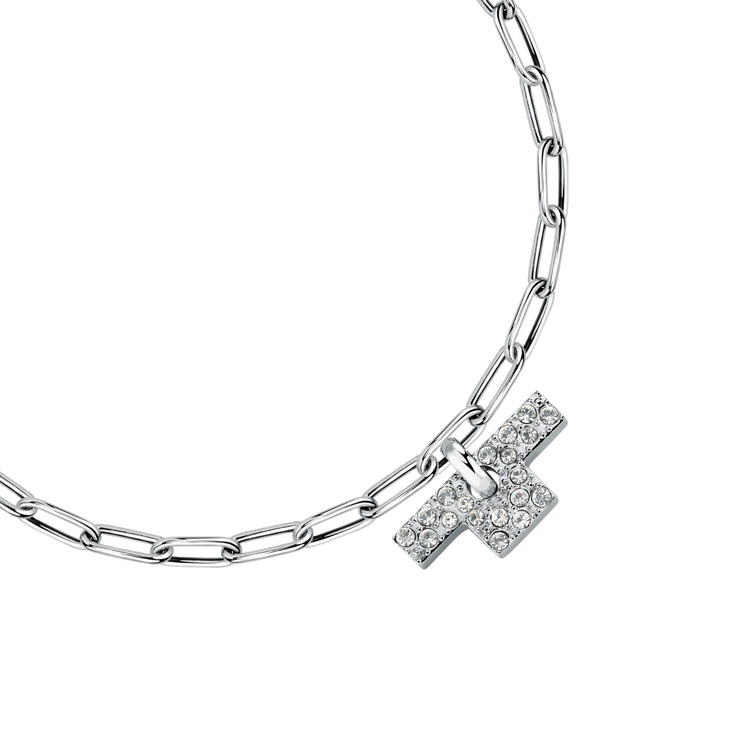 Trussardi T-LOGO bracelet stainless steel silver size 16+3CM
