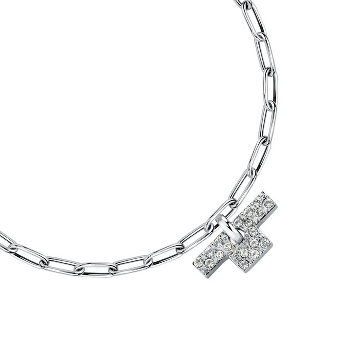 Trussardi T-LOGO bracelet stainless steel silver size 16+3CM