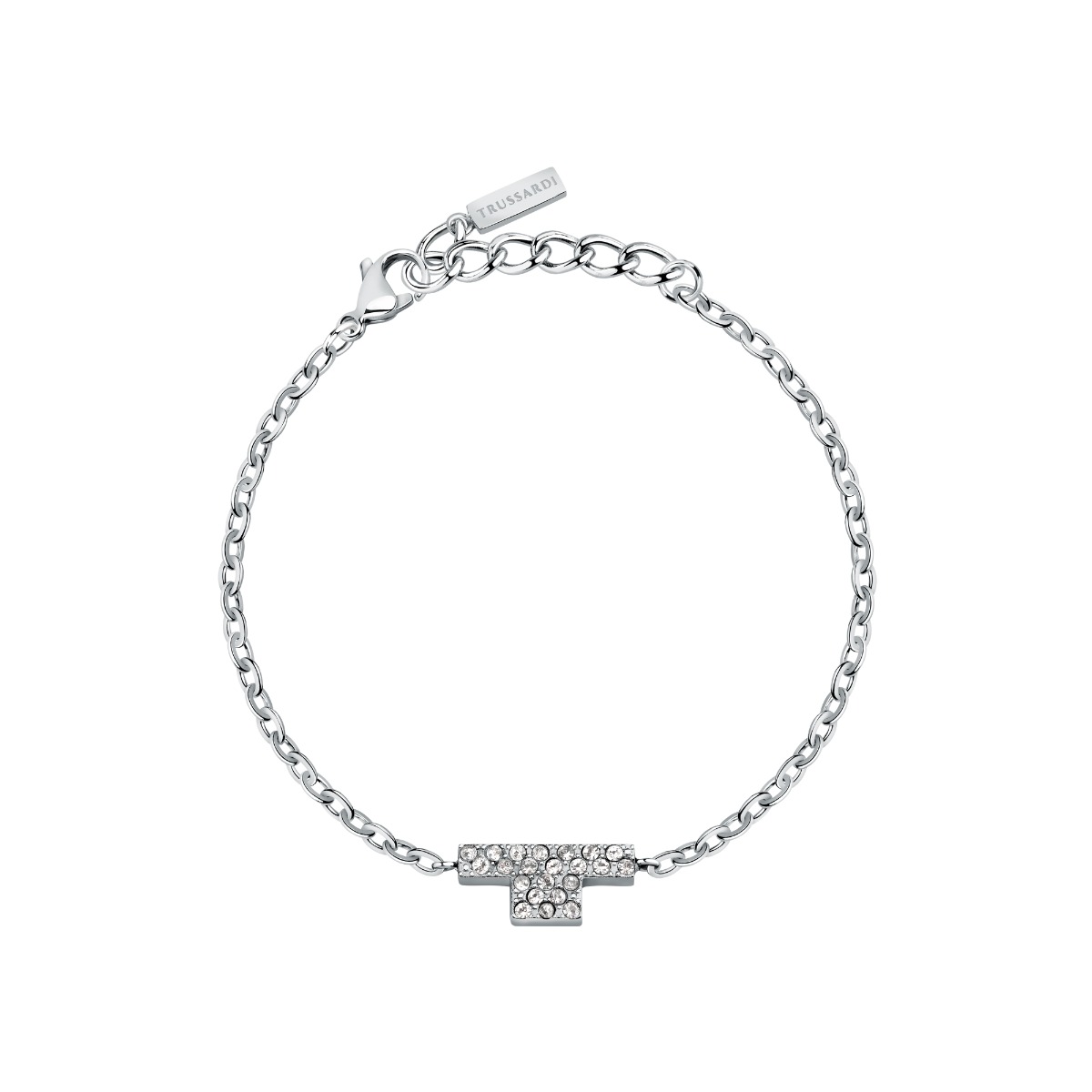 Trussardi T-LOGO Element bracelet silver , Crystal size 16+3CM