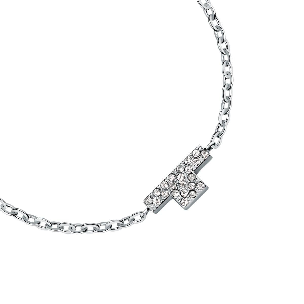 Trussardi T-LOGO Element bracelet silver , Crystal size 16+3CM