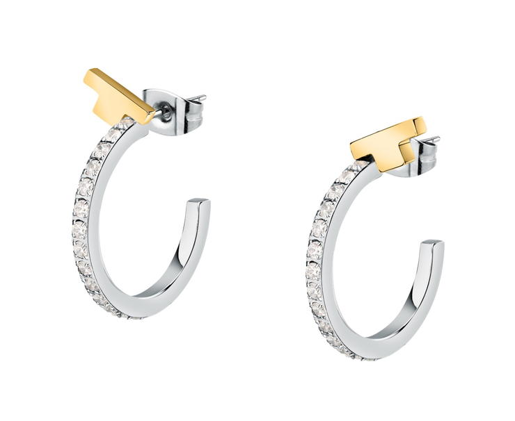 Trussardi T-LOGO women earring steel silver size 20MM