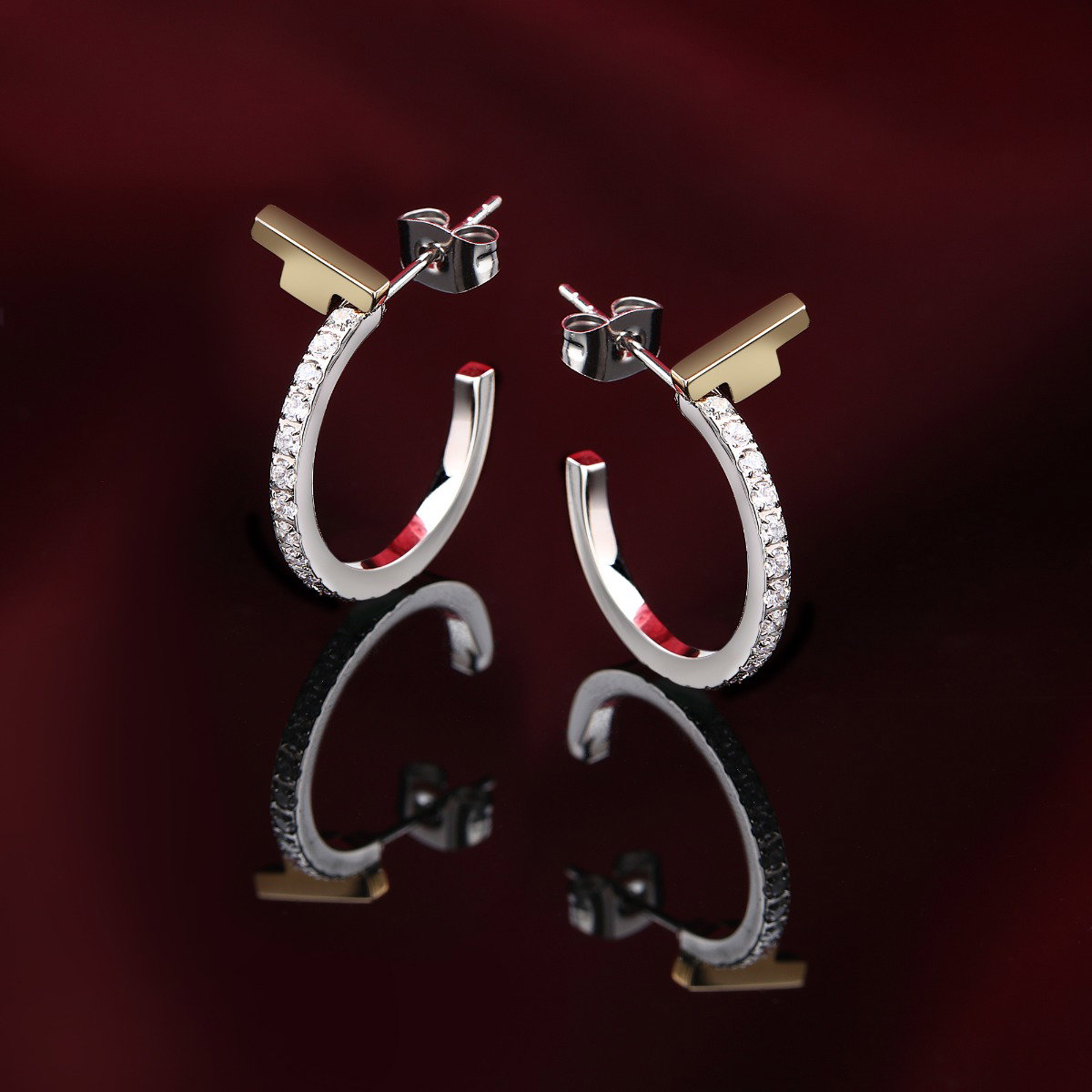 Trussardi T-LOGO women earring steel silver size 20MM