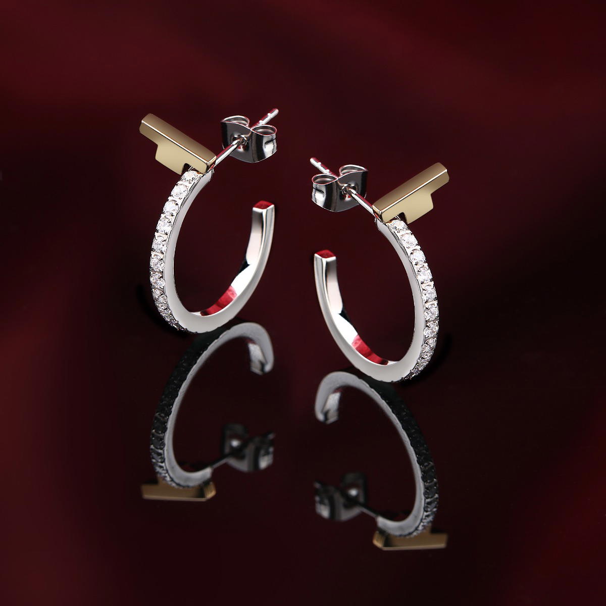 Trussardi T-LOGO women earring steel silver size 20MM