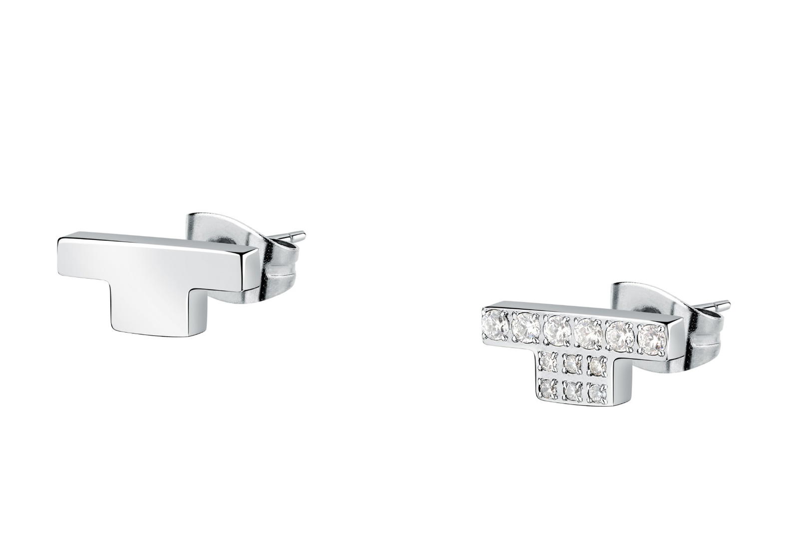 Trussardi T-LOGO women earring silver with crystal size 11MM