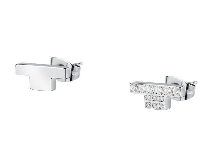 Trussardi T-LOGO women earring silver with crystal size 11MM