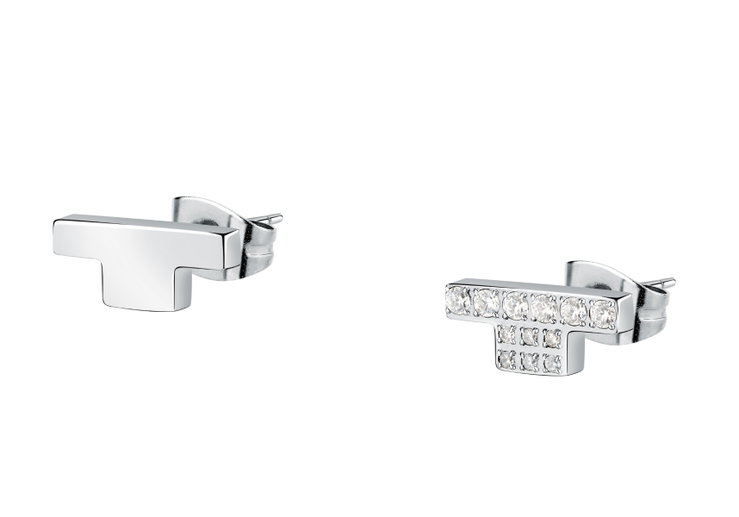 Trussardi T-LOGO women earring silver with crystal size 11MM