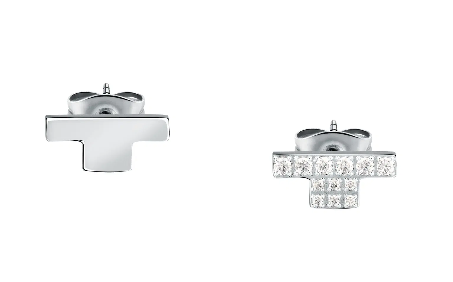 Trussardi T-LOGO women earring silver with crystal size 11MM