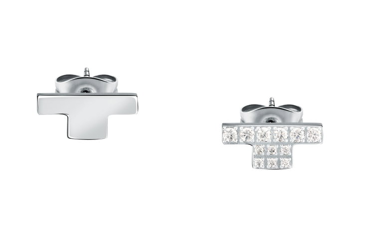 Trussardi T-LOGO women earring silver with crystal size 11MM