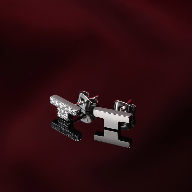 Trussardi T-LOGO women earring silver with crystal size 11MM