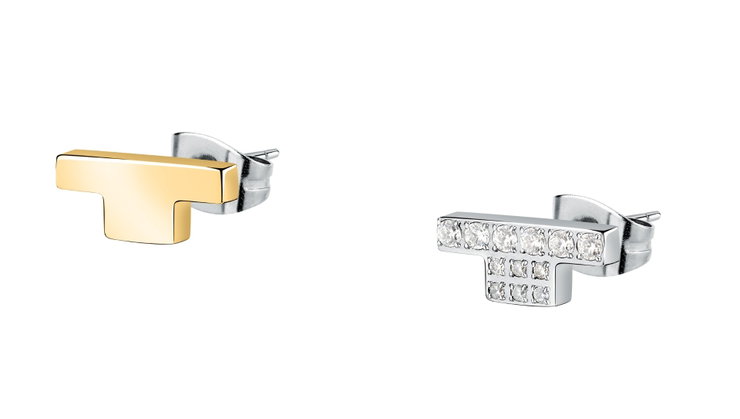 Trussardi T-LOGO women earring silver with gold size 11MM