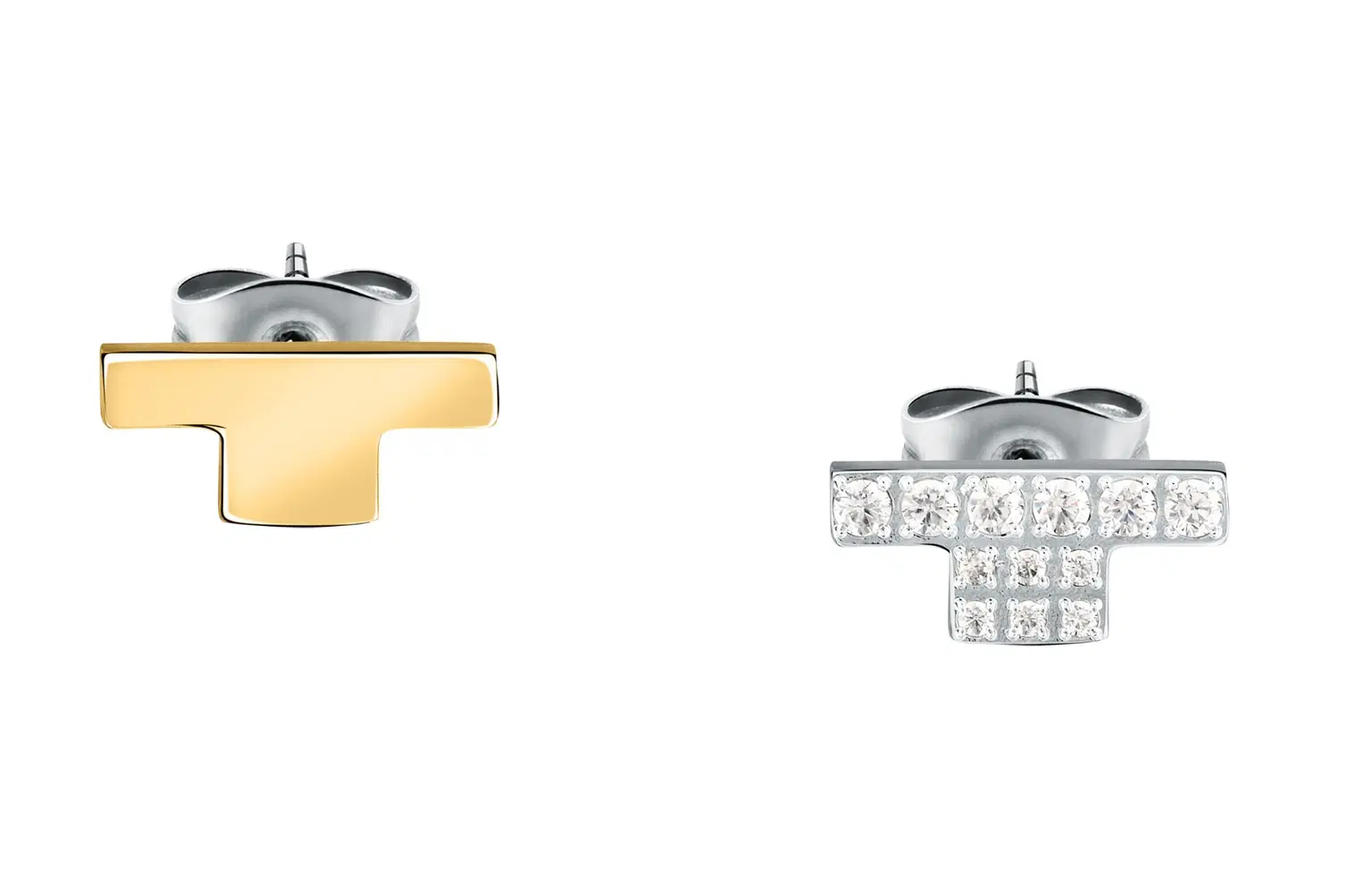 Trussardi T-LOGO women earring silver with gold size 11MM