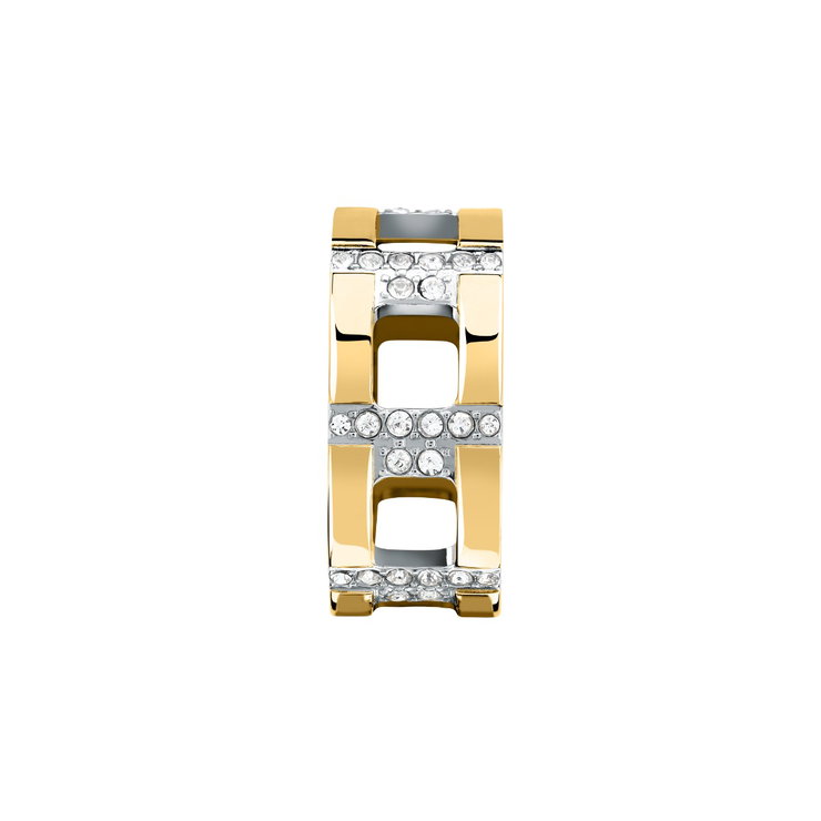 Trussardi T-LOGO women ring steel gold with crystal size 18