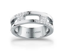Trussardi T-LOGO women ring steel silver with crystal size 18