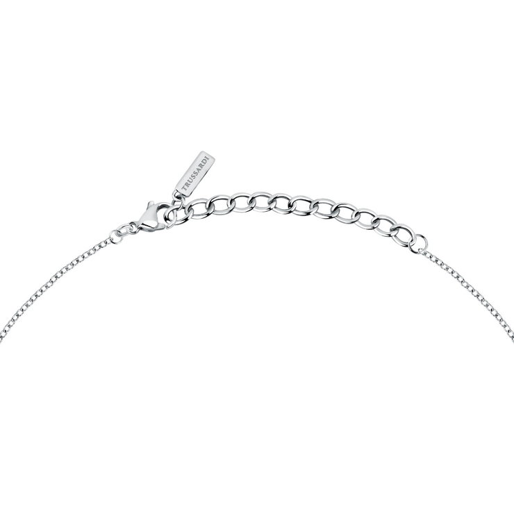 Trussardi T-LOGO ladies necklace with Pink crystal size 40+5CM