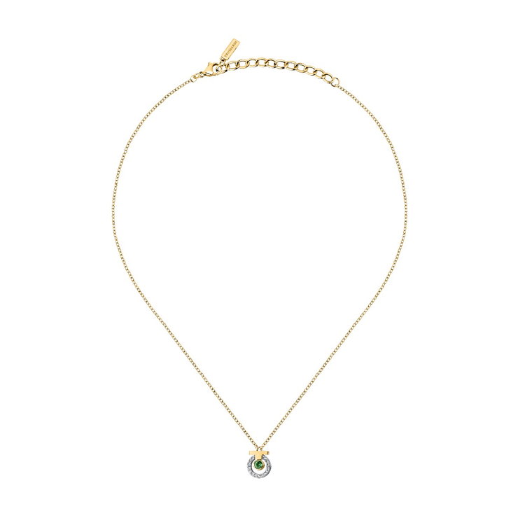Trussardi T-LOGO ladies necklace with green crystal size 40+5CM