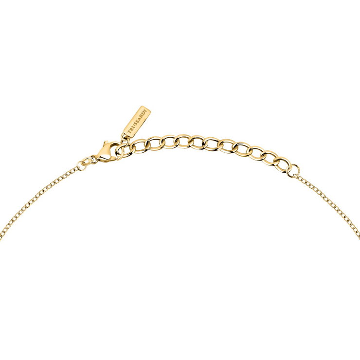 Trussardi T-LOGO ladies necklace with green crystal size 40+5CM