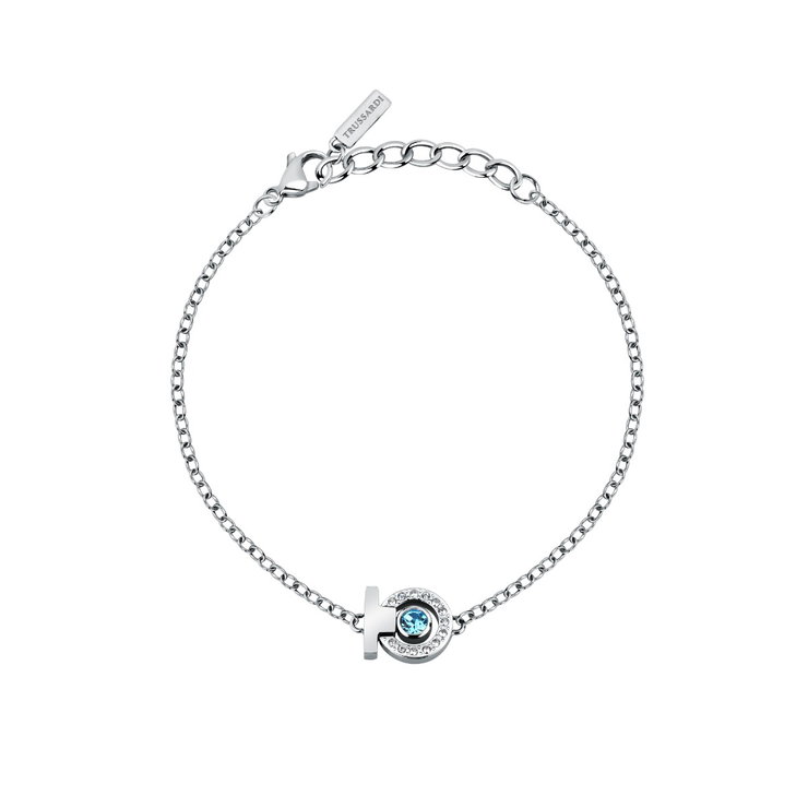 Trussardi T-LOGO ladies bracelet with blue crystal size 16+3CM