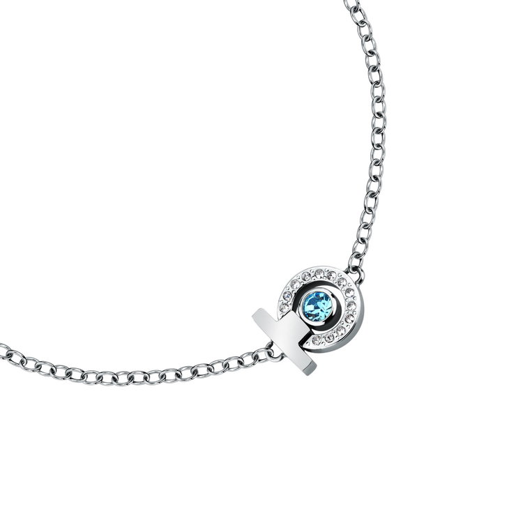 Trussardi T-LOGO ladies bracelet with blue crystal size 16+3CM
