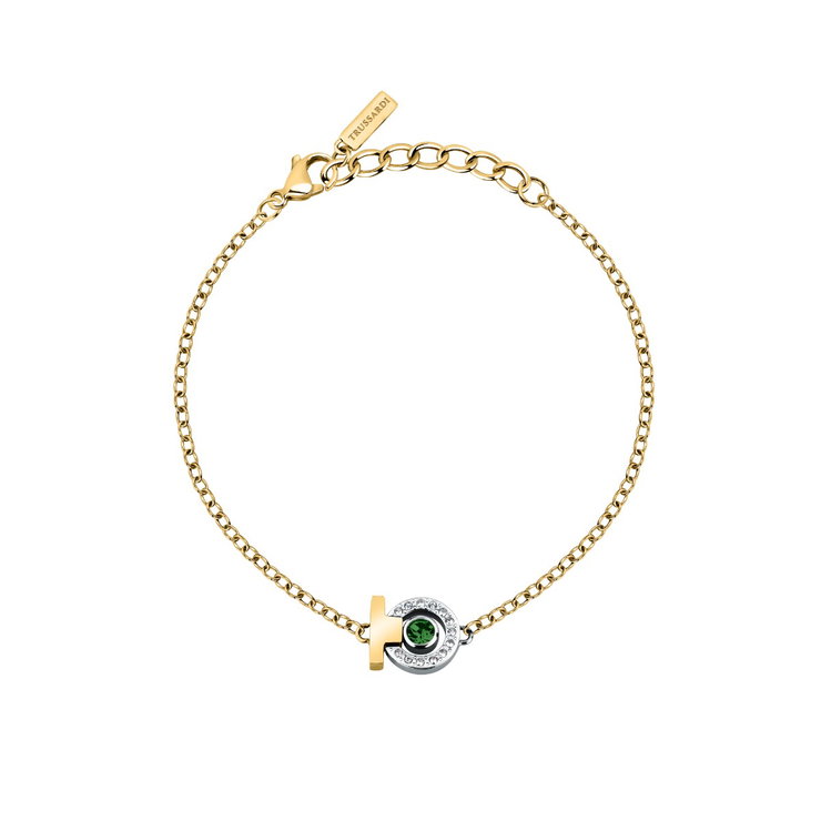Trussardi T-LOGO ladies bracelet with green crystal size 16+3CM