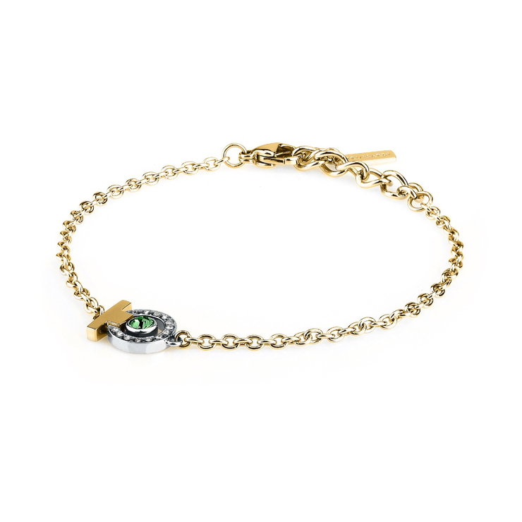 Trussardi T-LOGO ladies bracelet with green crystal size 16+3CM