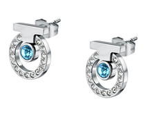 Trussardi T-LOGO ladies earring silver with blue crystal