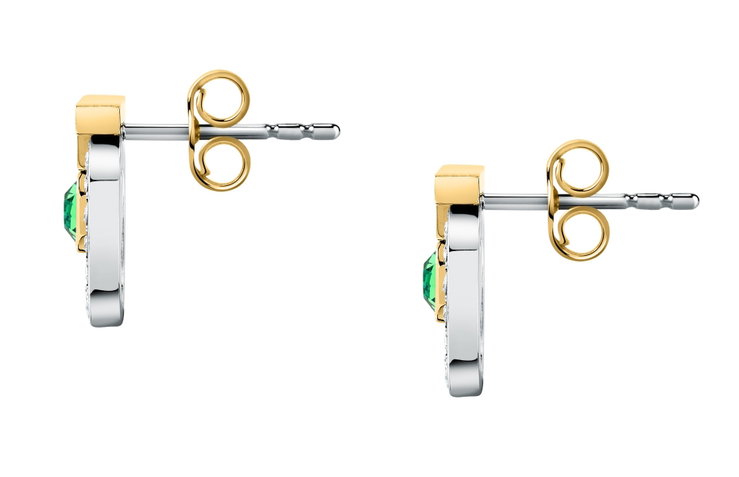 Trussardi T-LOGO ladies earring silver with green crystal