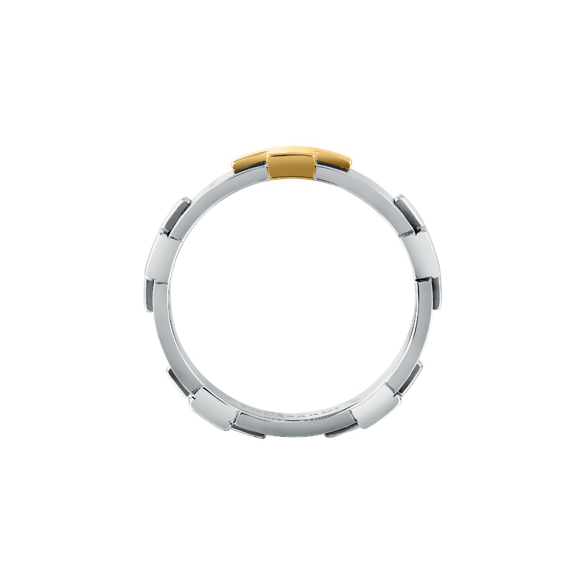 Trussardi ladies T-LOGO ring steel silver , Gold size 16