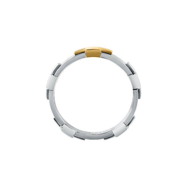 Trussardi ladies T-LOGO ring steel silver , Gold size 16