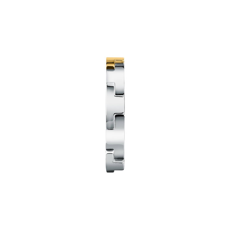Trussardi ladies T-LOGO ring steel silver , Gold size 16