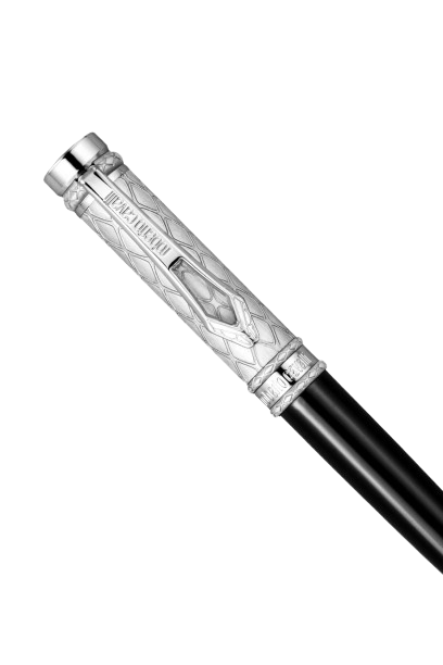 Roberto Cavalli Ballpoint Pen Silver & Black Lacquer