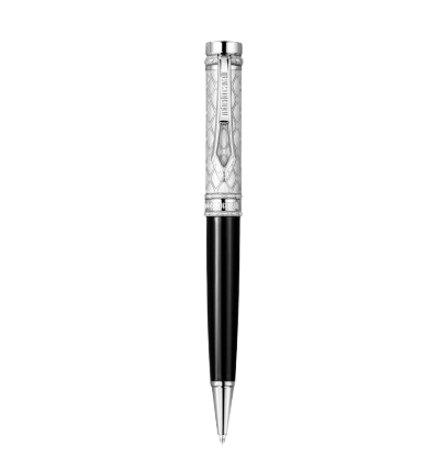 Roberto Cavalli Ballpoint Pen Silver & Black Lacquer