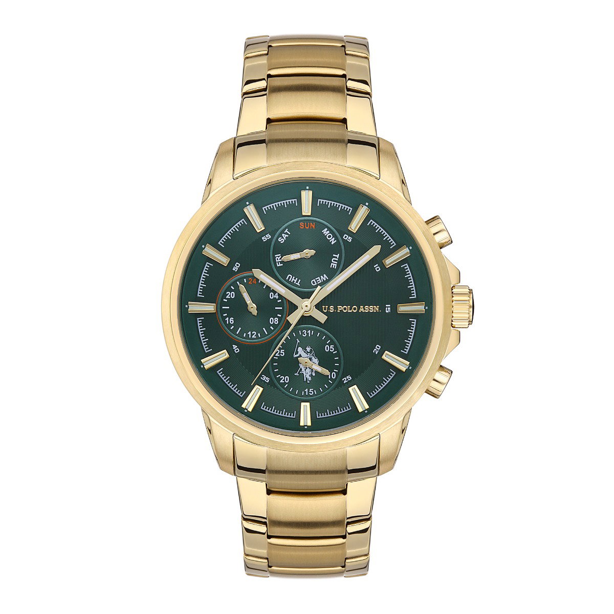 US Polo chronograph men watch steel gold , Green
