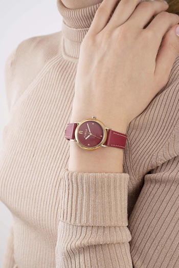 Furla Nude Watch For Women Burgundy Leather 