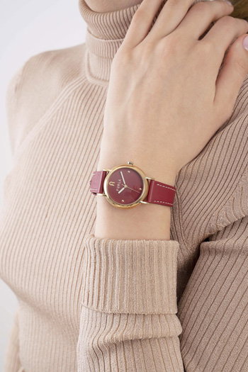 Furla Nude Watch For Women Burgundy Leather