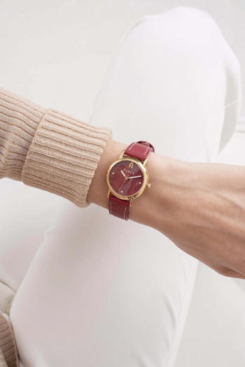 Furla Nude Watch For Women Burgundy Leather 