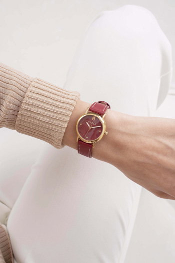 Furla Nude Watch For Women Burgundy Leather