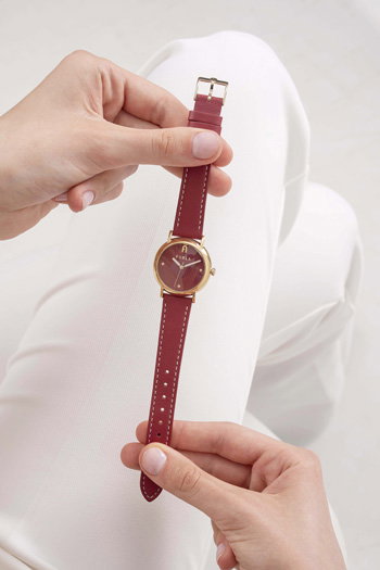Furla Nude Watch For Women Burgundy Leather