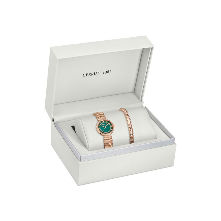 Cerruti 1881 ladies watch set with 2 pcs steel rose gold