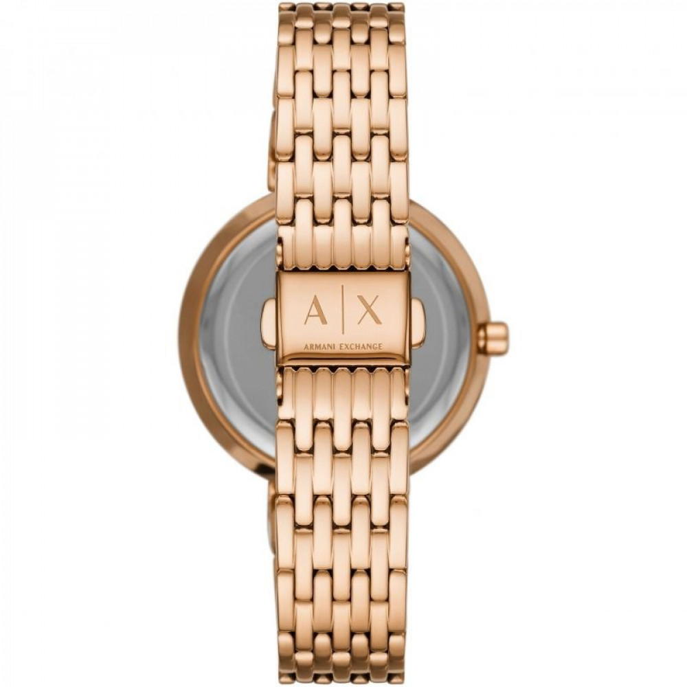 Armani Exchange Ladies Watch Steel Rose Gold , Red