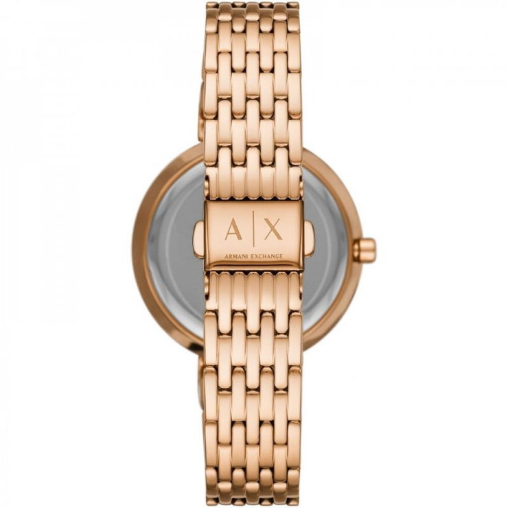 Armani Exchange Ladies Watch Steel Rose Gold , Red
