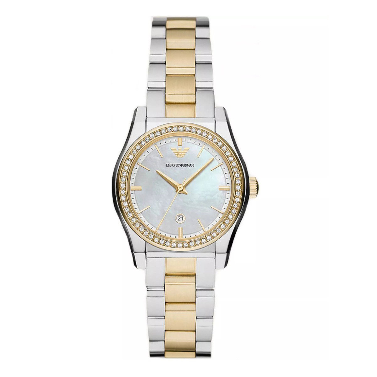 Emporio Armani Ladies Gold Silver Watch